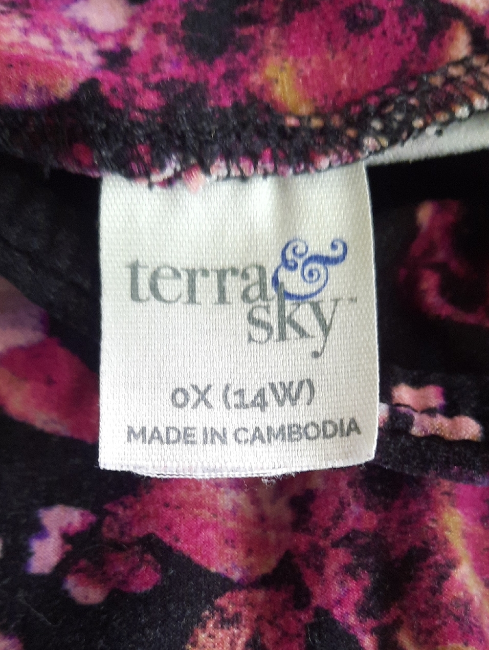 Terra & Sky Black Floral Leggings with Pink and White Roses - Picture 2 of 2